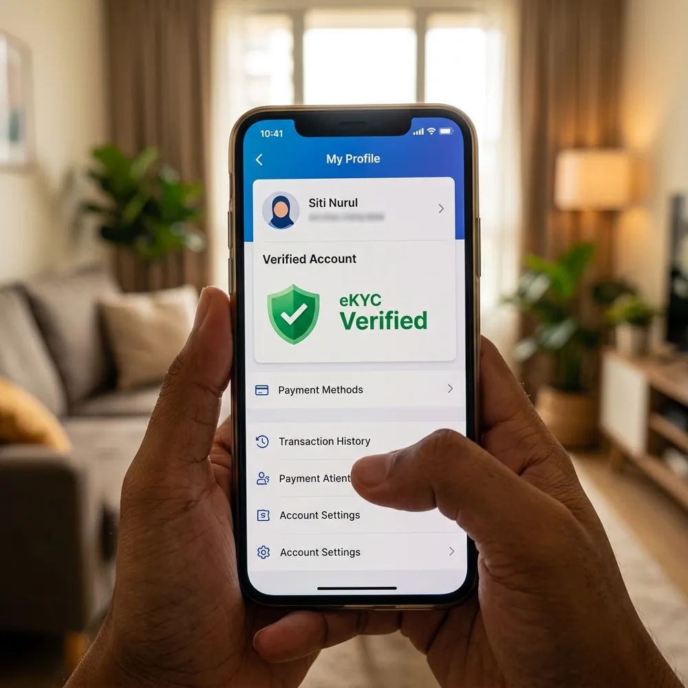 Touch 'n Go eWallet profile screen showing a completed eKYC verification status