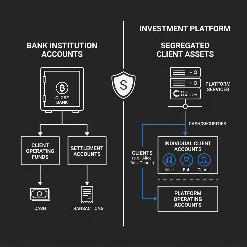 Illustration of segregated player accounts, with player balances held on a separate ledger from casino operating funds